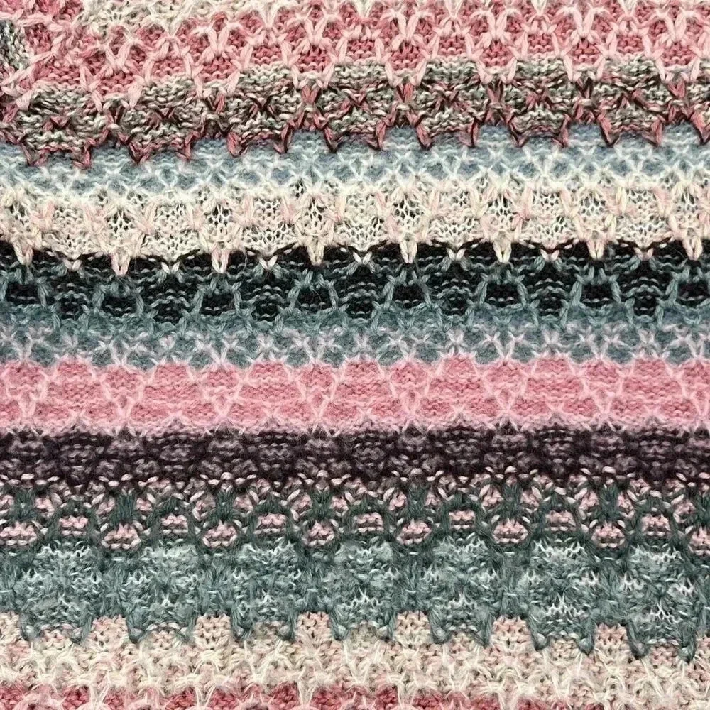 vtg KORET Boho Wool Mohair Cardigan Sweater Sz L Button Up Multicolor